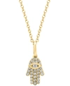 Effy Collection Effy Diamond Pave Hamsa Hand 18" Pendant Necklace (1/10 Ct. T.w.) In Sterling Silver Or 14k Gold-pla In Gold-plated Sterling Silver