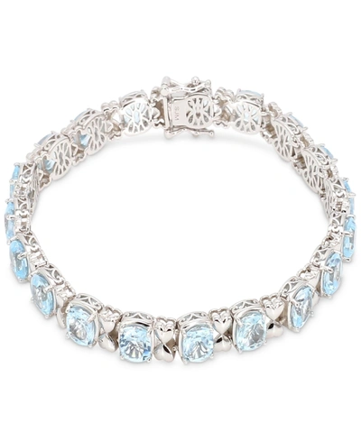 Macy's Oval & Heart Link Bracelet In Sterling Silver (available In Blue Topaz, Peridot, Mystic Topaz, Citri In Sky Blue Topaz