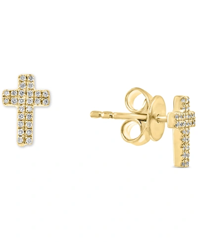 Effy Collection Effy Diamond (1/6 Ct.t.w.) Cross Stud Earrings In Sterling Silver Or 14k Gold-plated Sterling Silver