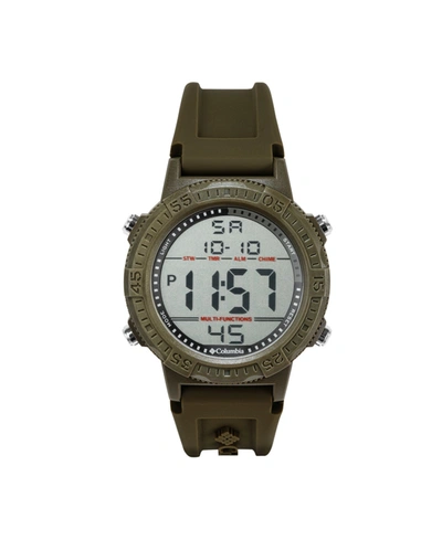 Columbia Unisex Peak Patrol Olive Silicone Strap Digital Watch, 46mm In Green