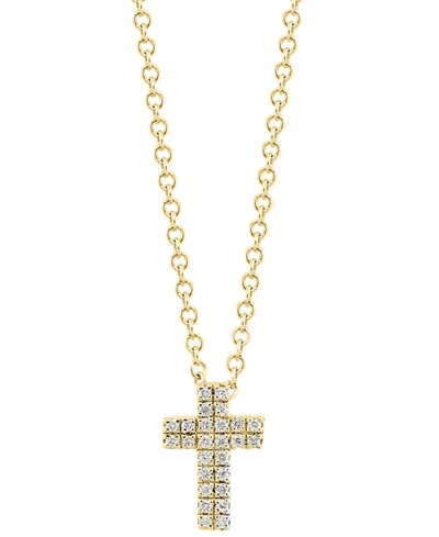 Effy Collection Effy Diamond Pave Cross 18" Pendant Necklace (1/20 Ct. T.w.) In Sterling Silver Or 14k Gold-plated S In Gold-plated Sterling Silver
