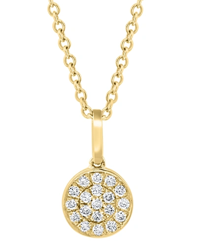 Effy Collection Effy Diamond Pave Cluster 18" Pendant Necklace (1/10 Ct. T.w.) In Sterling Silver Or 14k Gold-plated In Gold-plated Sterling Silver