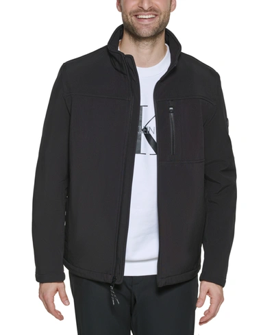 Calvin Klein Men's Sherpa Lined Classic Soft Shell Jacket In Iron