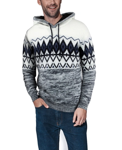 X-ray Men's Color Blocked Pattern Hooded Sweater In Teal