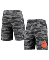 Concepts Sport Men's Charcoal And Gray Clemson Tigers Camo Backup Terry Jam Lounge Shorts In Charcoal/gray