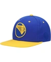 MITCHELL & NESS MEN'S ROYAL AND GOLD GOLDEN STATE WARRIORS UPSIDE DOWN SNAPBACK HAT