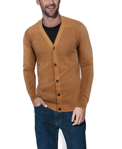 X-ray Men's Basic Ribbed Cardigan In British Khaki