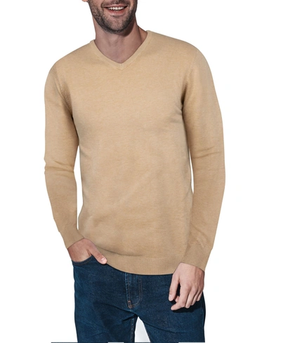 X-ray Men's Basic V-neck Pullover Midweight Sweater In Oatmeal