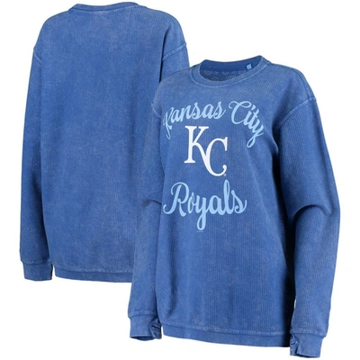 G-iii 4her By Carl Banks Women's Royal Kansas City Royals Script Comfy Cord Pullover Sweatshirt