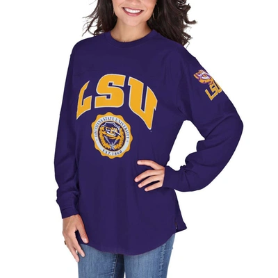 PRESSBOX PRESSBOX PURPLE LSU TIGERS EDITH LONG SLEEVE OVERSIZED TOP