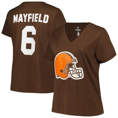 Fanatics Branded Baker Mayfield Brown Cleveland Browns Plus Size Name & Number V-neck T-shirt