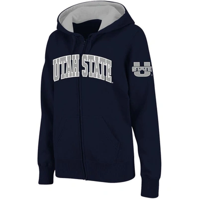 Colosseum Women's Stadium Athletic Navy Utah State Aggies Arched Name Full-zip Hoodie