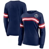 Fanatics Branded Navy Washington Wizards Block Party Chest Logo Striped Long Sleeve T-shirt In Navy