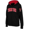 Colosseum Women's Stadium Athletic Black Texas Tech Red Raiders Arched Name Full-zip Hoodie In Black