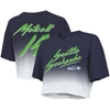 Majestic Women's  Threads Dk Metcalf Navy, White Seattle Seahawks Drip-dye Player Name And Number Tri In Navy