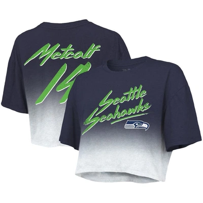 Majestic Women's  Threads Dk Metcalf Navy, White Seattle Seahawks Drip-dye Player Name And Number Tri In Navy,white
