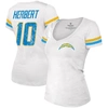 MAJESTIC MAJESTIC THREADS JUSTIN HERBERT WHITE LOS ANGELES CHARGERS NAME & NUMBER V-NECK T-SHIRT