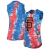 MAJESTIC MAJESTIC THREADS RED/BLUE SAN FRANCISCO GIANTS TIE-DYE TRI-BLEND MUSCLE TANK TOP