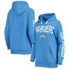 G-III 4HER BY CARL BANKS G-III 4HER BY CARL BANKS POWDER BLUE LOS ANGELES CHARGERS EXTRA POINT PULLOVER HOODIE