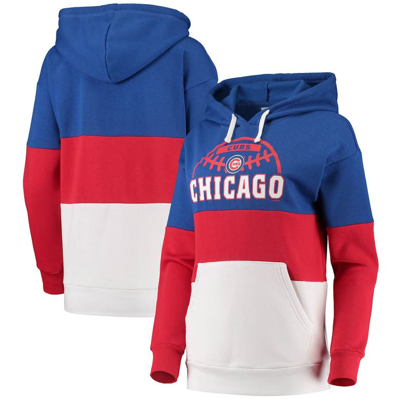 G-iii Sports By Carl Banks Women's  Royal, Red Chicago Cubs Block And Tackle Colorblock Pullover Hood In Royal,red