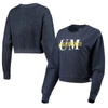 League Collegiate Wear Navy Michigan Wolverines Classic Corded Timber Crop Pullover Sweatshirt In Navy