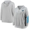 Fanatics Women's Plus Size Heathered Gray Carolina Panthers Lace-up Pullover Hoodie In Heather Gray