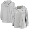 Fanatics Women's Plus Size Heathered Gray Seattle Seahawks Lace-up Pullover Hoodie In Heather Gray