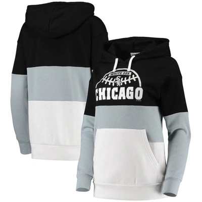G-iii Sports By Carl Banks Women's  Black And Grey Chicago White Sox Block And Tackle Colourblock Pull In Black,gray