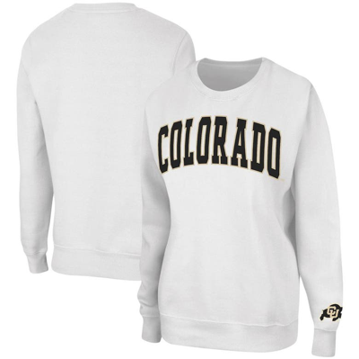 Colosseum White Colorado Buffaloes Campanile Pullover Sweatshirt
