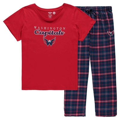 Concepts Sport Women's  Red Washington Capitals Plus Size Lodge T-shirt And Trousers Sleep Set
