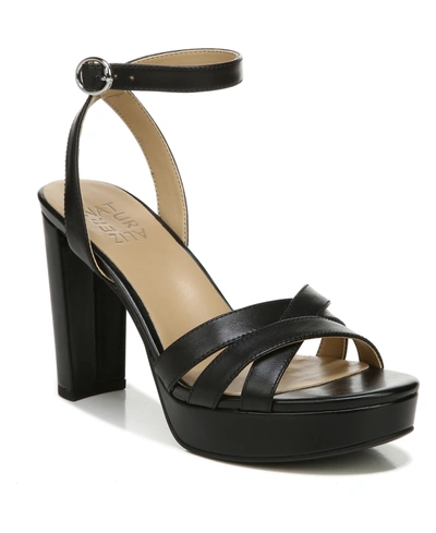 Naturalizer Mallory Ankle Strap Sandals In Black Leather