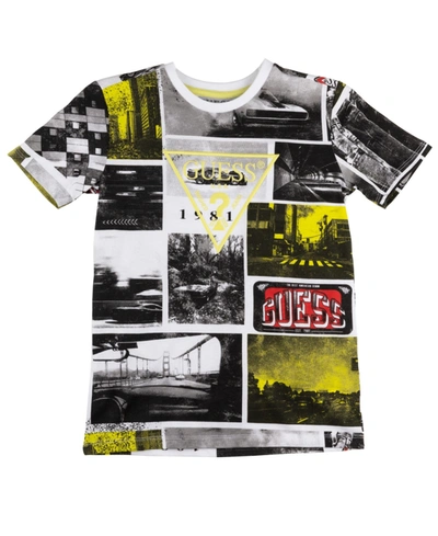 Guess Kids' Big Boys All Over Logo Print Organic Jersey T-shirt In Black