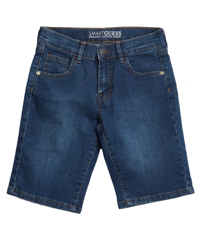 Guess Kids' Big Boys Organic Stretch Denim 5 Pocket Jean Short In Blue