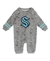 Outerstuff Infant Boys And Girls Heathered Gray Seattle Kraken Gifted Player Long Sleeve Romper In Heathered Gray