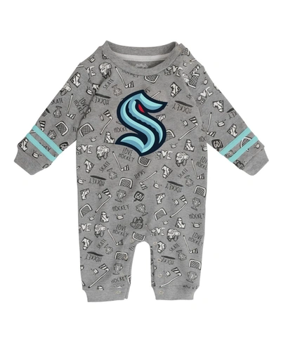 Outerstuff Kids' Infant Boys And Girls Heathered Gray Seattle Kraken Gifted Player Long Sleeve Romper