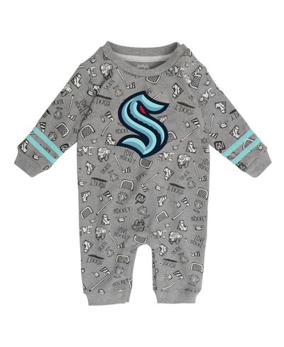 Outerstuff Babies' Infant Boys And Girls Heathered Gray Seattle Kraken Gifted Player Long Sleeve Romper