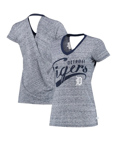 Touché Women's Navy Detroit Tigers Hail Mary V-neck Back Wrap T-shirt