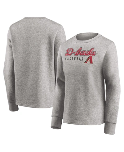 Fanatics Women's Heathered Gray Arizona Diamondbacks Crew Pullover Sweater