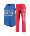 CONCEPTS SPORT WOMEN'S ROYAL, RED KANSAS JAYHAWKS TEAM TANK TOP AND PANTS SLEEP SET