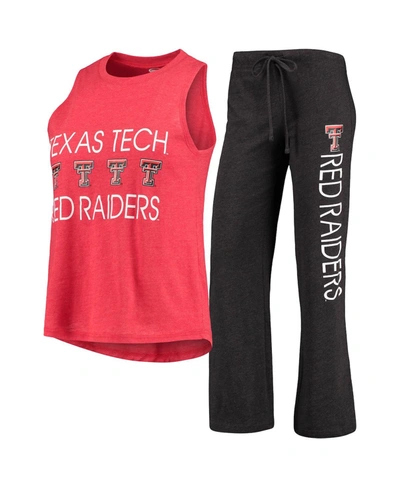 Concepts Sport Women's Red, Black Texas Tech Red Raiders Team Tank Top And Pants Sleep Set In Red,black