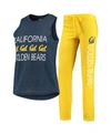 Concepts Sport Women's Navy, Gold Cal Bears Team Tank Top And Pants Sleep Set In Navy/gold-tone