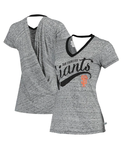 Touché Women's Black San Francisco Giants Hail Mary V-neck Back Wrap T-shirt