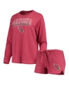 CONCEPTS SPORT WOMEN'S CARDINAL ARIZONA CARDINALS METER KNIT LONG SLEEVE RAGLAN TOP AND SHORTS SLEEP SET