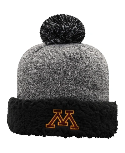 TOP OF THE WORLD WOMEN'S BLACK MINNESOTA GOLDEN GOPHERS SNUG CUFFED KNIT HAT WITH POM