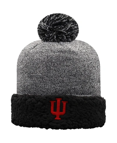 TOP OF THE WORLD WOMEN'S BLACK INDIANA HOOSIERS SNUG CUFFED KNIT HAT WITH POM
