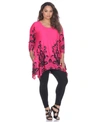 White Mark Plus Yanette Tunic Top In Fuchsia Black