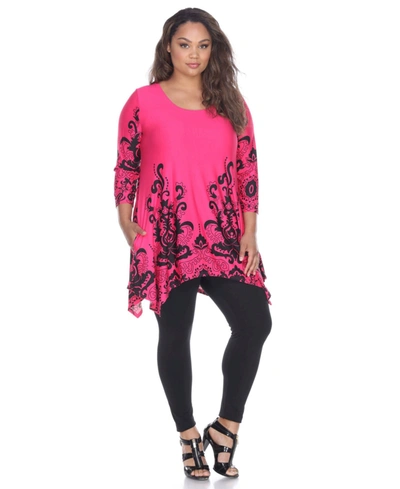 White Mark Plus Yanette Tunic Top In Pink