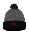 TOP OF THE WORLD WOMEN'S BLACK NEBRASKA HUSKERS SNUG CUFFED KNIT HAT WITH POM