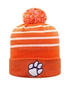 TOP OF THE WORLD WOMEN'S ORANGE CLEMSON TIGERS SHIMMERING CUFFED KNIT HAT WITH POM