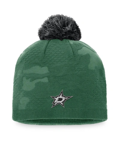 Fanatics Women's Kelly Green And Black Dallas Stars Authentic Pro Team Locker Room Beanie With Pom In Kelly Green,black